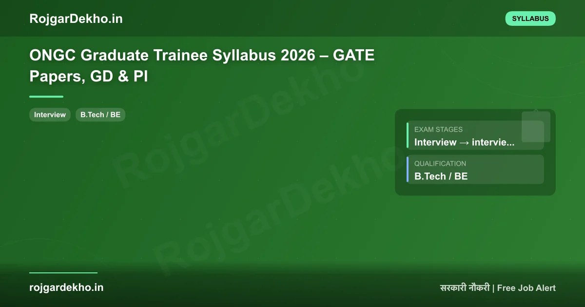 ONGC Graduate Trainee Syllabus 2026 – GATE Papers, GD & PI - Syllabus | RojgarDekho