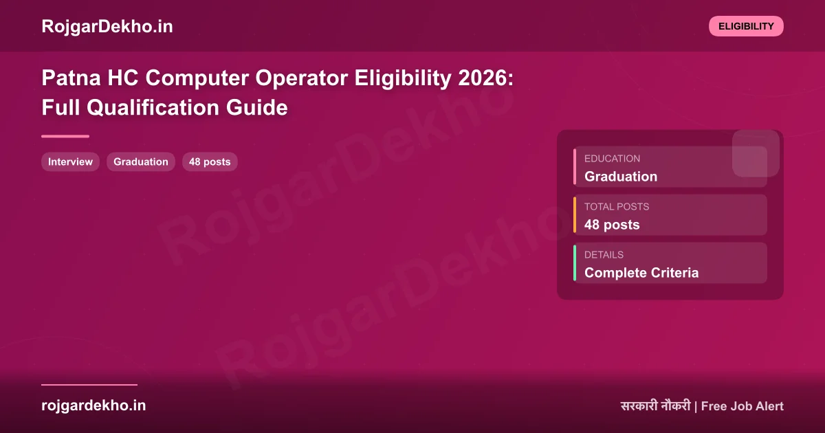 Patna HC Computer Operator Eligibility 2026: Full Qualification Guide - Eligibility | RojgarDekho