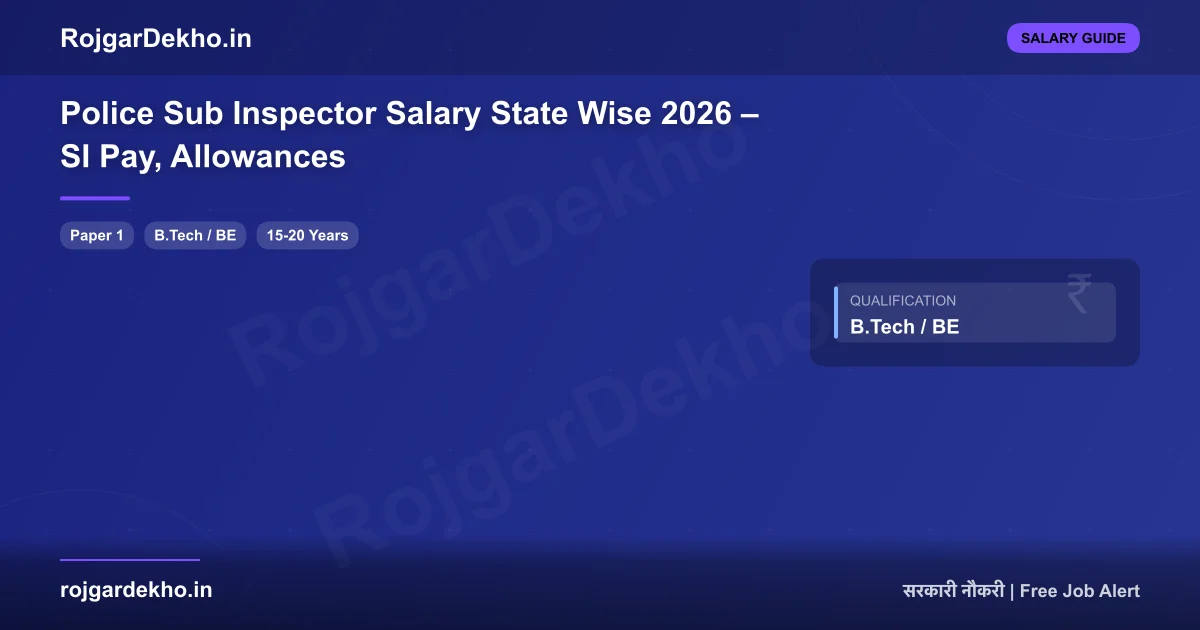 Police Sub Inspector Salary State Wise 2026 – SI Pay, Allowances - Salary | RojgarDekho