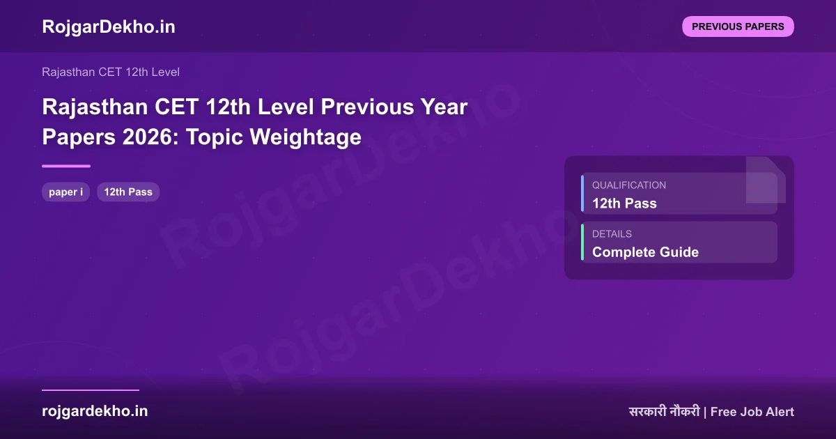 Rajasthan CET 12th Level Previous Year Papers 2026: Topic Weightage - Previous Papers | RojgarDekho