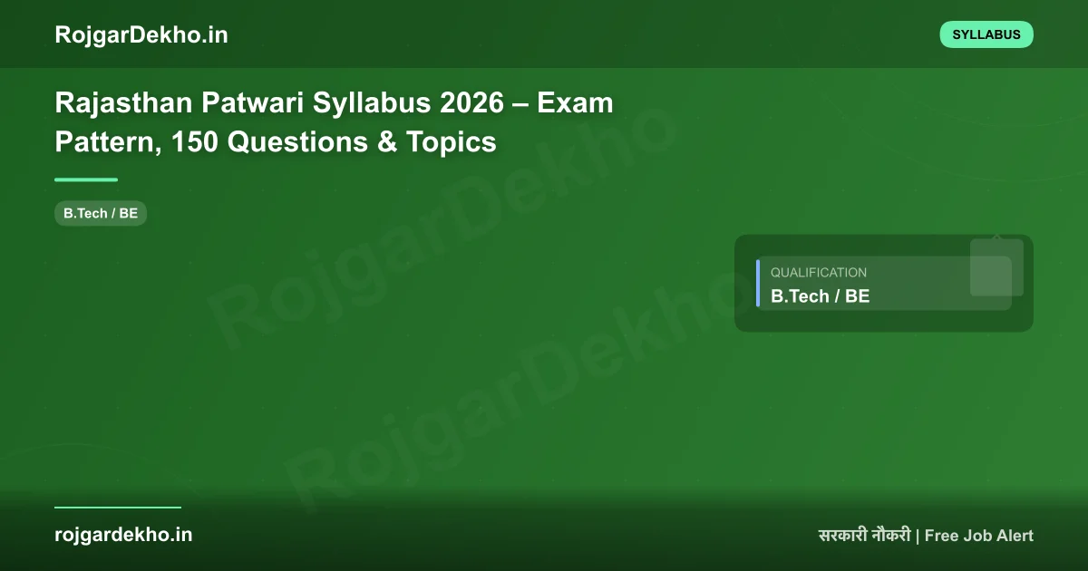 Rajasthan Patwari Syllabus 2026 – Exam Pattern, 150 Questions & Topics - Syllabus | RojgarDekho
