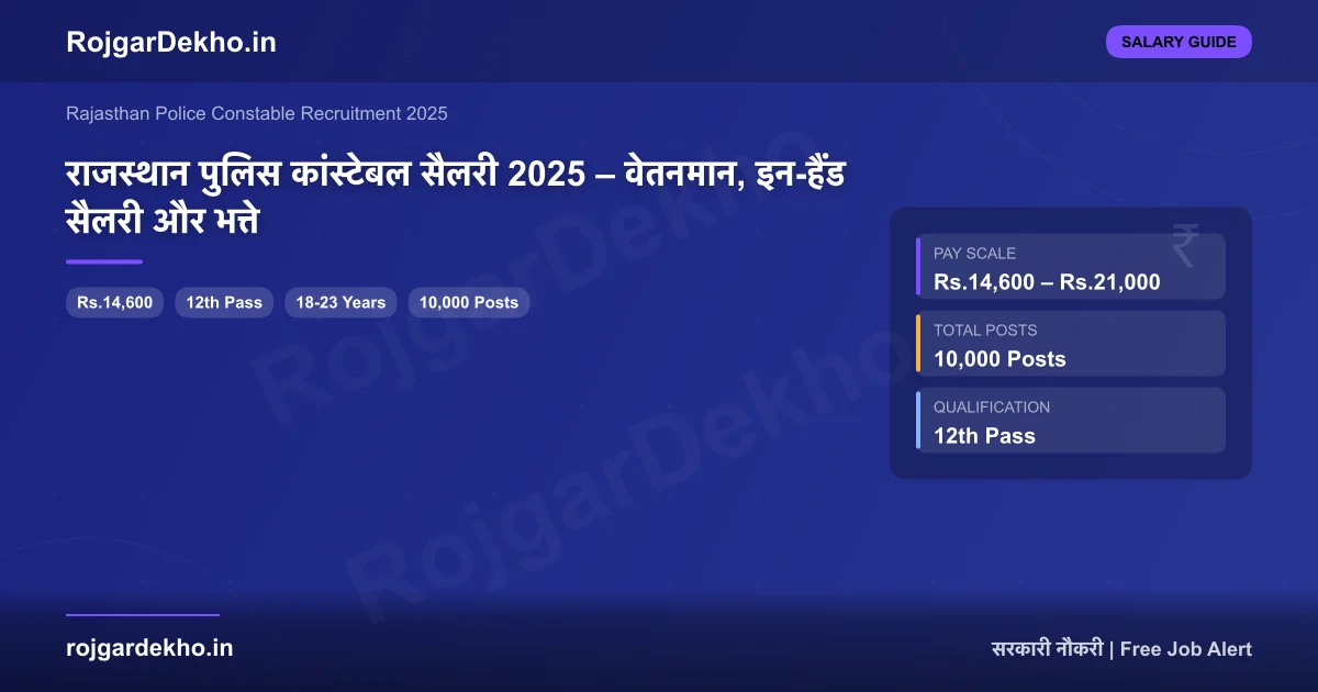 राजस्थान पुलिस कांस्टेबल सैलरी 2025 – वेतनमान, इन-हैंड सैलरी और भत्ते - Salary | RojgarDekho