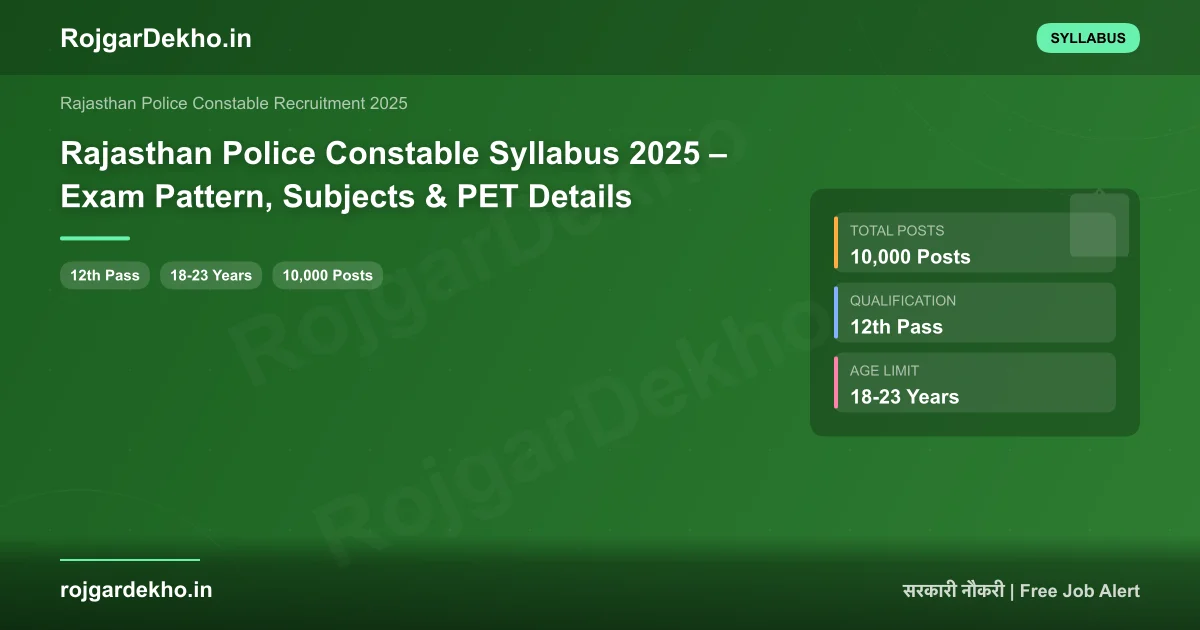 Rajasthan Police Constable Syllabus 2025 – Exam Pattern, Subjects & PET Details - Syllabus | RojgarDekho