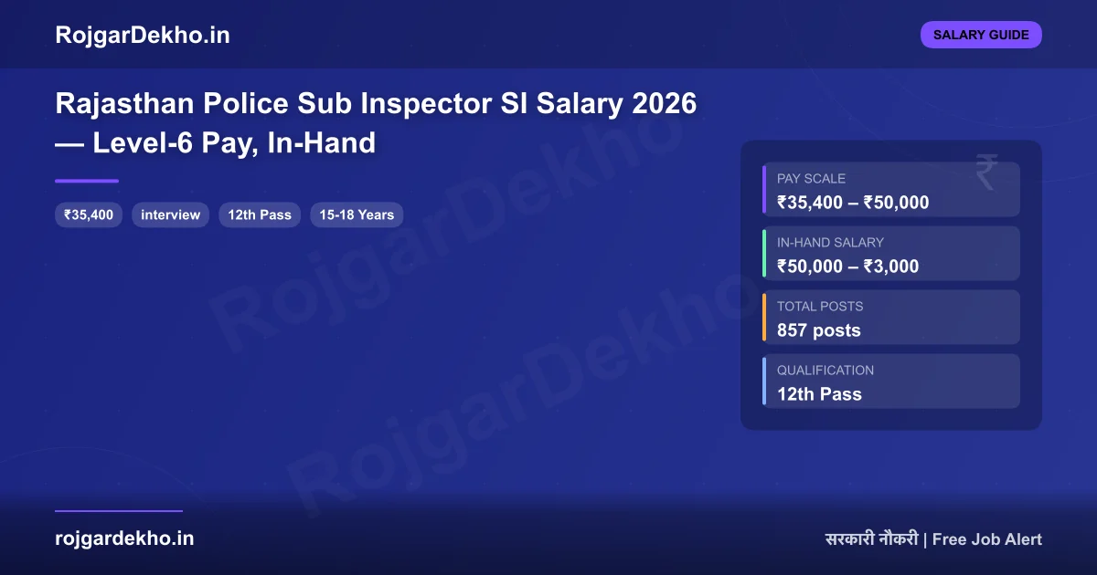 Rajasthan Police Sub Inspector SI Salary 2026 — Level-6 Pay, In-Hand - Salary | RojgarDekho