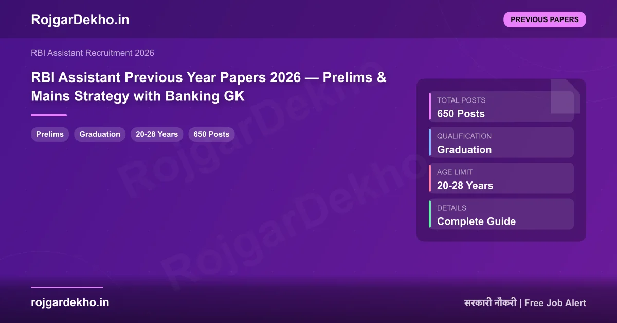 RBI Assistant Previous Year Papers 2026 — Prelims & Mains Strategy with Banking GK - Previous Papers | RojgarDekho