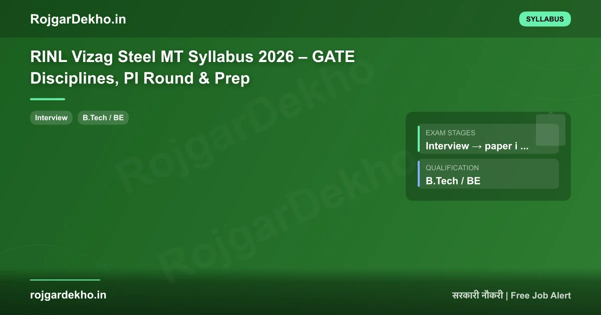 RINL Vizag Steel MT Syllabus 2026 – GATE Disciplines, PI Round & Prep - Syllabus | RojgarDekho