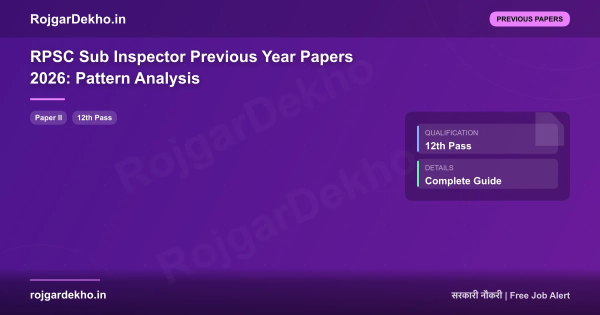 RPSC Sub Inspector Previous Year Papers 2026: Pattern Analysis - Previous Papers | RojgarDekho