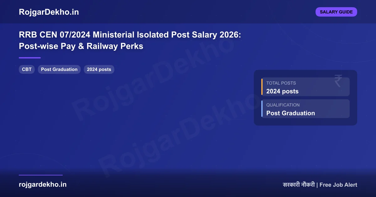 RRB CEN 07/2024 Ministerial Isolated Post Salary 2026: Post-wise Pay & Railway Perks - Salary | RojgarDekho