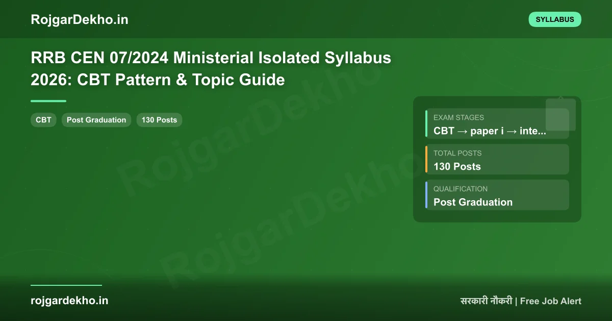 RRB CEN 07/2024 Ministerial Isolated Syllabus 2026: CBT Pattern & Topic Guide - Syllabus | RojgarDekho