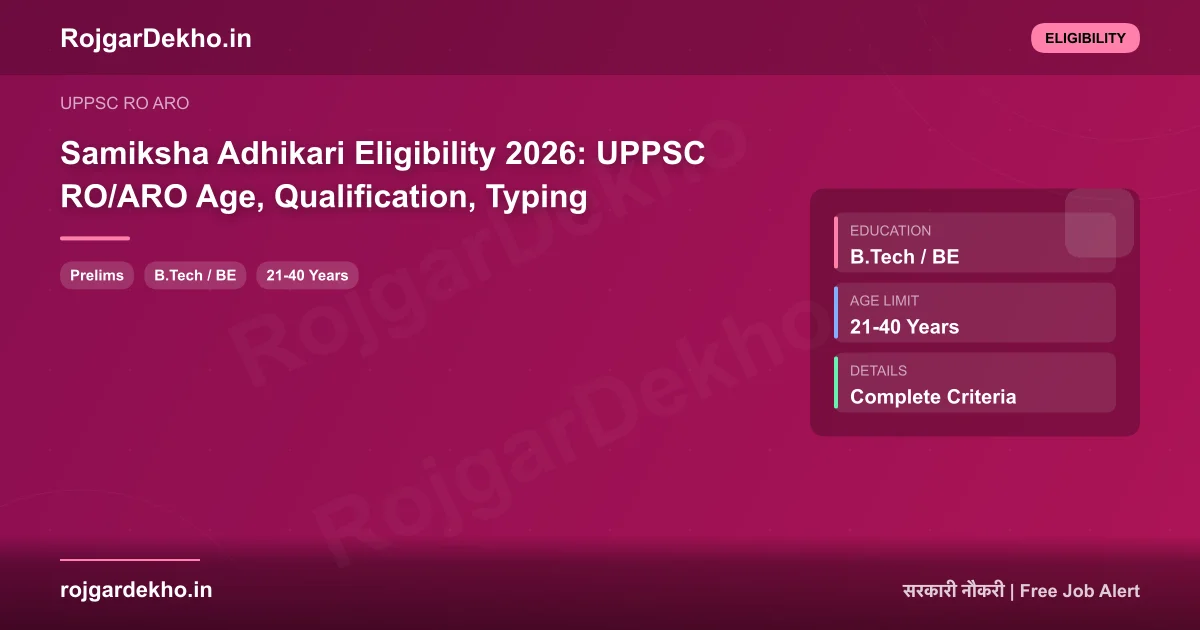Samiksha Adhikari Eligibility 2026: UPPSC RO/ARO Age, Qualification, Typing - Eligibility | RojgarDekho
