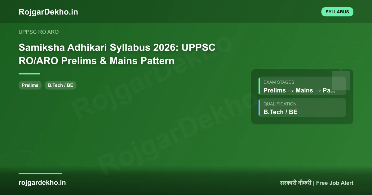 Samiksha Adhikari Syllabus 2026: UPPSC RO/ARO Prelims & Mains Pattern - Syllabus | RojgarDekho