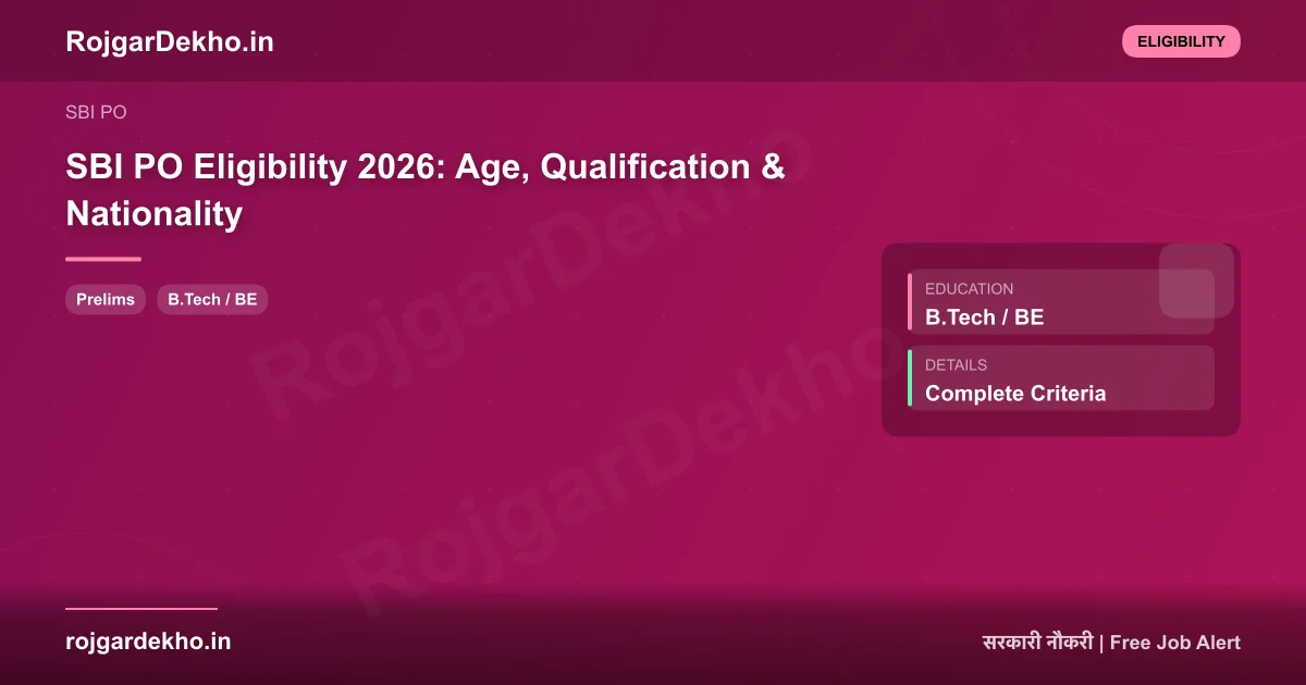SBI PO Eligibility 2026: Age, Qualification & Nationality - Eligibility | RojgarDekho