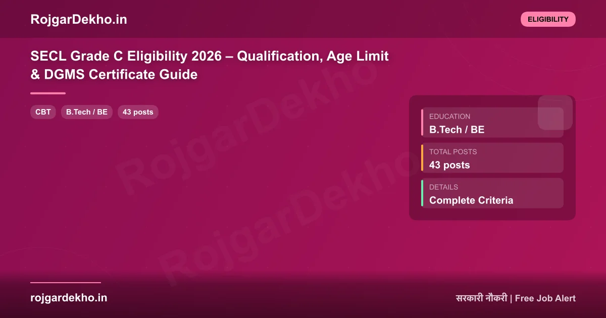 SECL Grade C Eligibility 2026 – Qualification, Age Limit & DGMS Certificate Guide - Eligibility | RojgarDekho