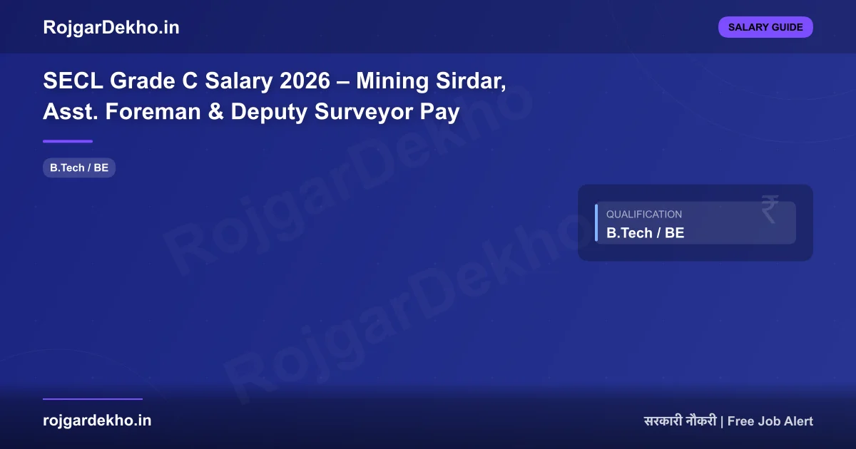 SECL Grade C Salary 2026 – Mining Sirdar, Asst. Foreman & Deputy Surveyor Pay - Salary | RojgarDekho