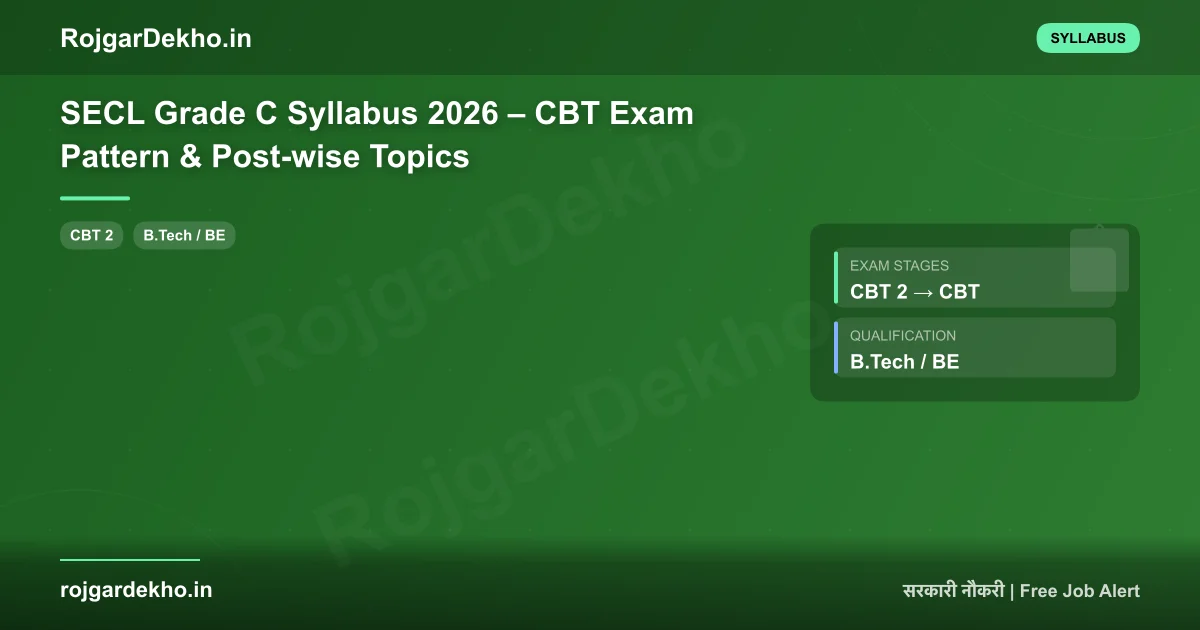 SECL Grade C Syllabus 2026 – CBT Exam Pattern & Post-wise Topics - Syllabus | RojgarDekho