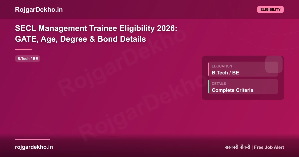 SECL Management Trainee Eligibility 2026: GATE, Age, Degree & Bond Details - Eligibility | RojgarDekho