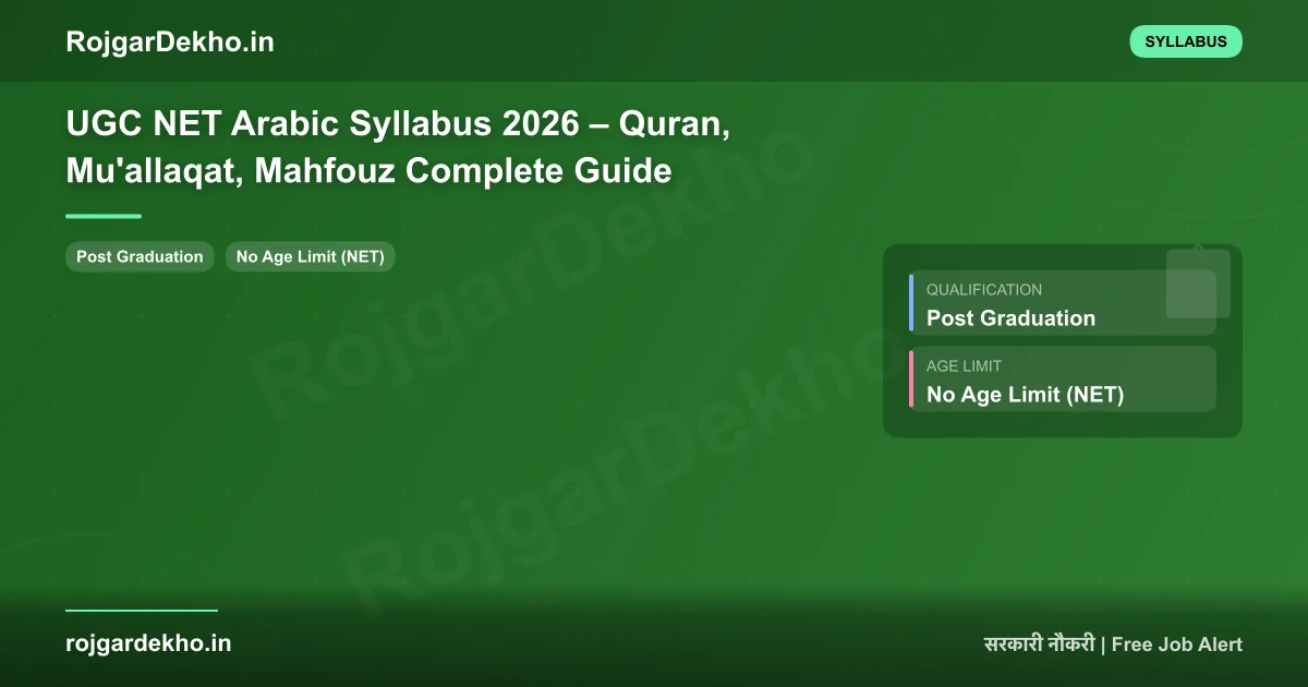 UGC NET Arabic Syllabus 2026 – Quran, Mu'allaqat, Mahfouz Complete Guide - Syllabus | RojgarDekho