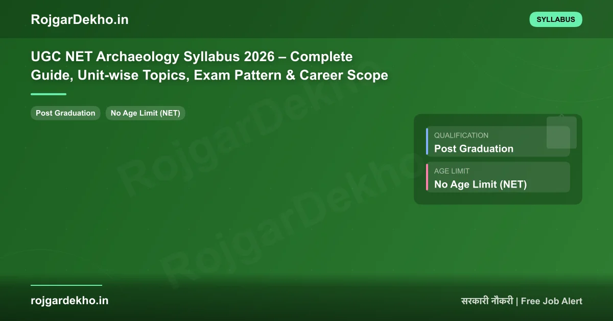 UGC NET Archaeology Syllabus 2026 – Complete Guide, Unit-wise Topics, Exam Pattern & Career Scope - Syllabus | RojgarDekho