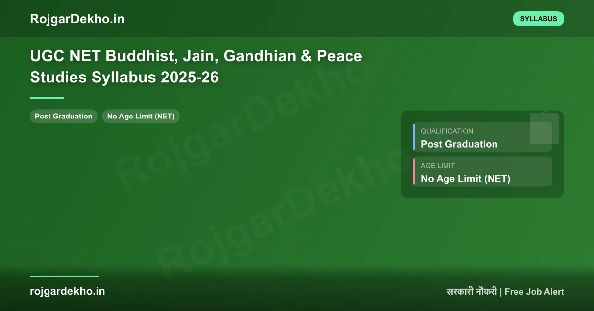 UGC NET Buddhist, Jain, Gandhian & Peace Studies Syllabus 2025-26 - Syllabus | RojgarDekho