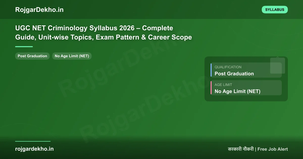 UGC NET Criminology Syllabus 2026 – Complete Guide, Unit-wise Topics, Exam Pattern & Career Scope - Syllabus | RojgarDekho