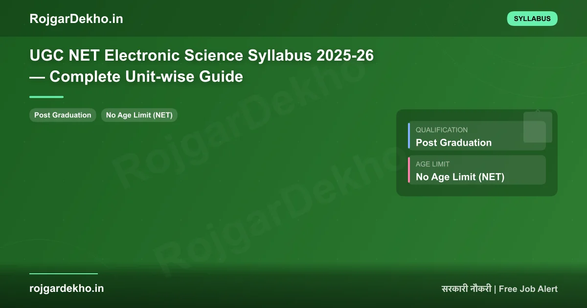 UGC NET Electronic Science Syllabus 2025-26 — Complete Unit-wise Guide - Syllabus | RojgarDekho