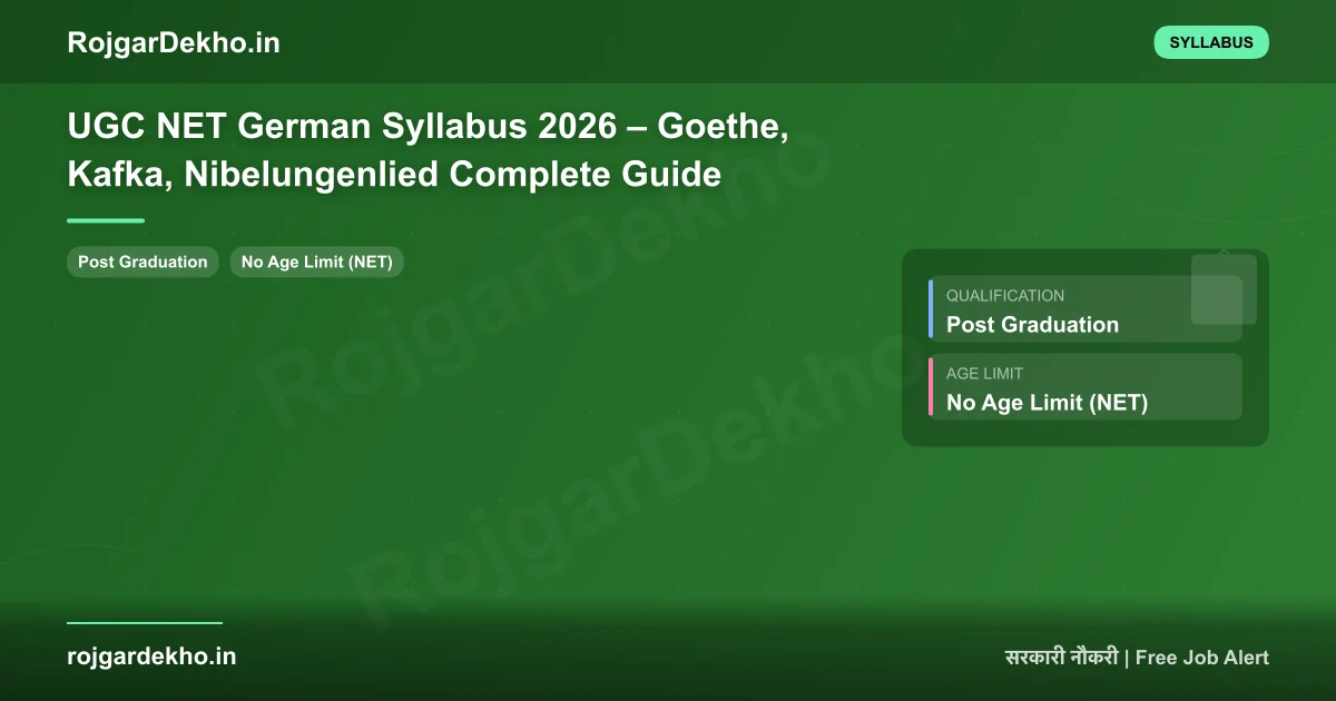 UGC NET German Syllabus 2026 – Goethe, Kafka, Nibelungenlied Complete Guide - Syllabus | RojgarDekho