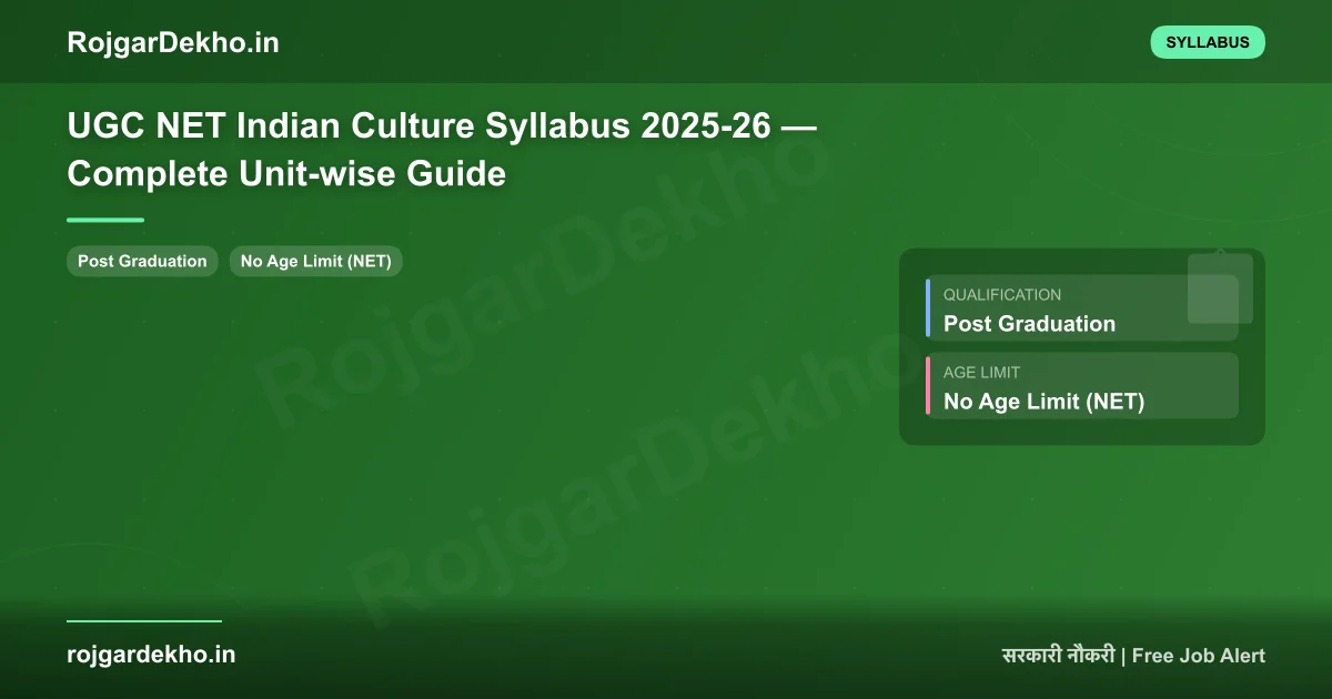 UGC NET Indian Culture Syllabus 2025-26 — Complete Unit-wise Guide - Syllabus | RojgarDekho