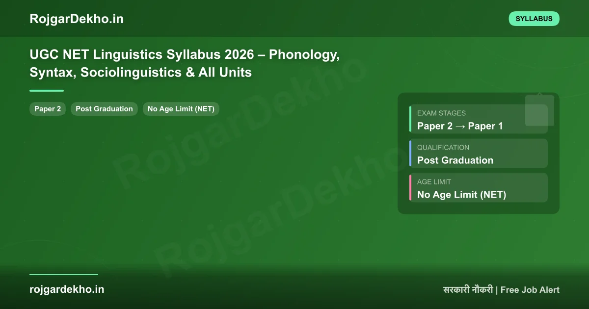 UGC NET Linguistics Syllabus 2026 – Phonology, Syntax, Sociolinguistics & All Units - Syllabus | RojgarDekho