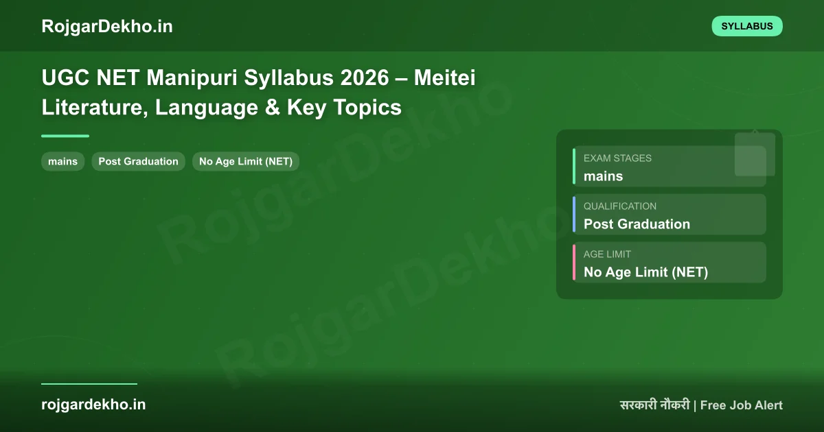 UGC NET Manipuri Syllabus 2026 – Meitei Literature, Language & Key Topics - Syllabus | RojgarDekho