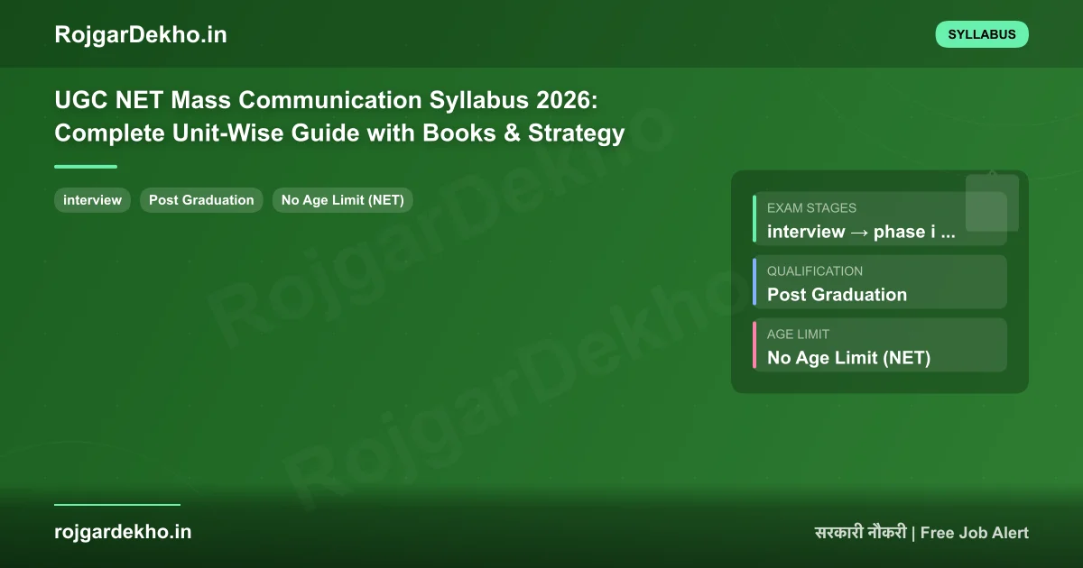 UGC NET Mass Communication Syllabus 2026: Complete Unit-Wise Guide with Books & Strategy - Syllabus | RojgarDekho