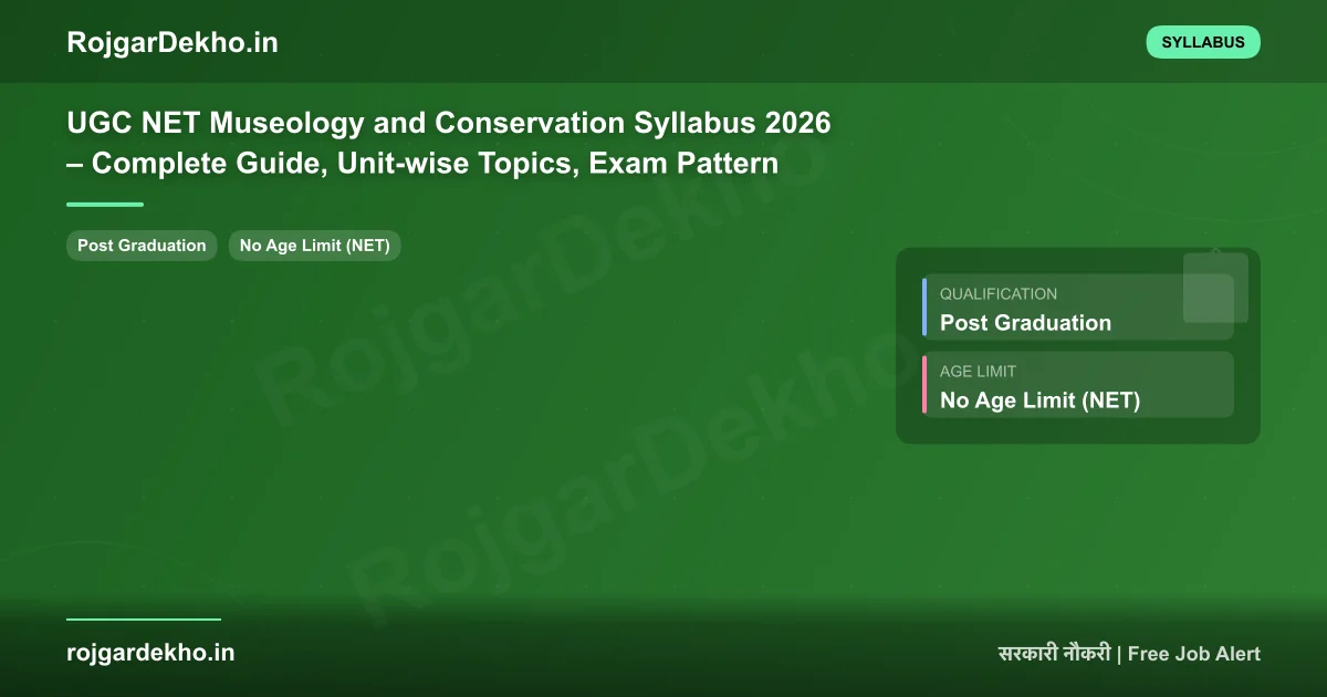UGC NET Museology and Conservation Syllabus 2026 – Complete Guide, Unit-wise Topics, Exam Pattern - Syllabus | RojgarDekho
