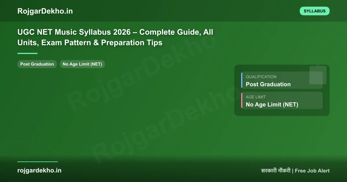 UGC NET Music Syllabus 2026 – Complete Guide, All Units, Exam Pattern & Preparation Tips - Syllabus | RojgarDekho