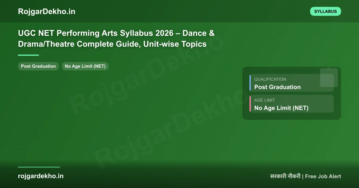 UGC NET Performing Arts Syllabus 2026 – Dance & Drama/Theatre Complete Guide, Unit-wise Topics - Syllabus | RojgarDekho
