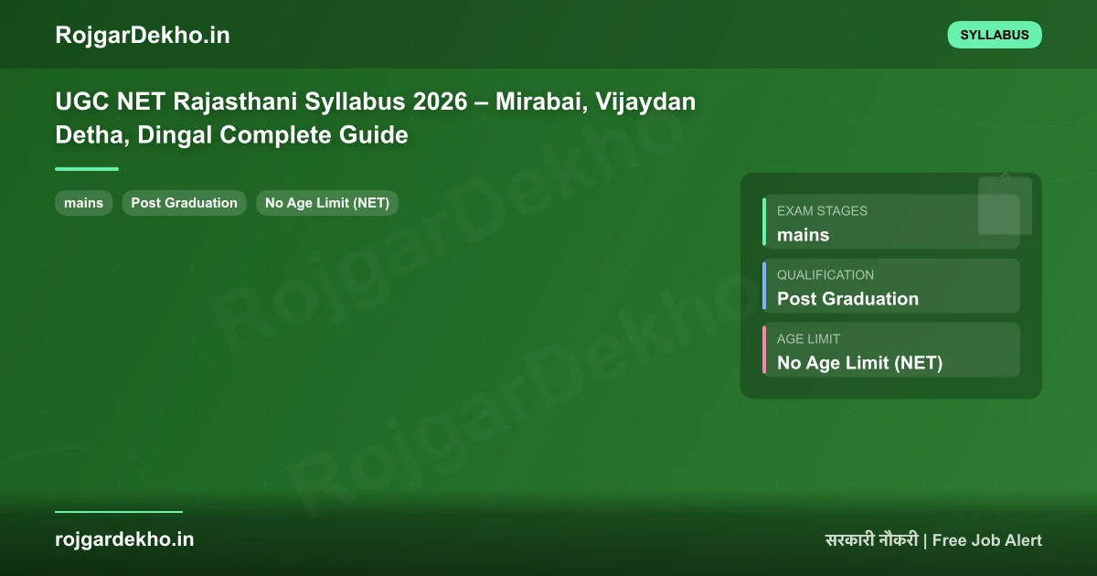 UGC NET Rajasthani Syllabus 2026 – Mirabai, Vijaydan Detha, Dingal Complete Guide - Syllabus | RojgarDekho