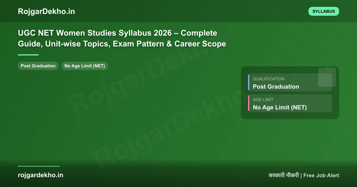 UGC NET Women Studies Syllabus 2026 – Complete Guide, Unit-wise Topics, Exam Pattern & Career Scope - Syllabus | RojgarDekho