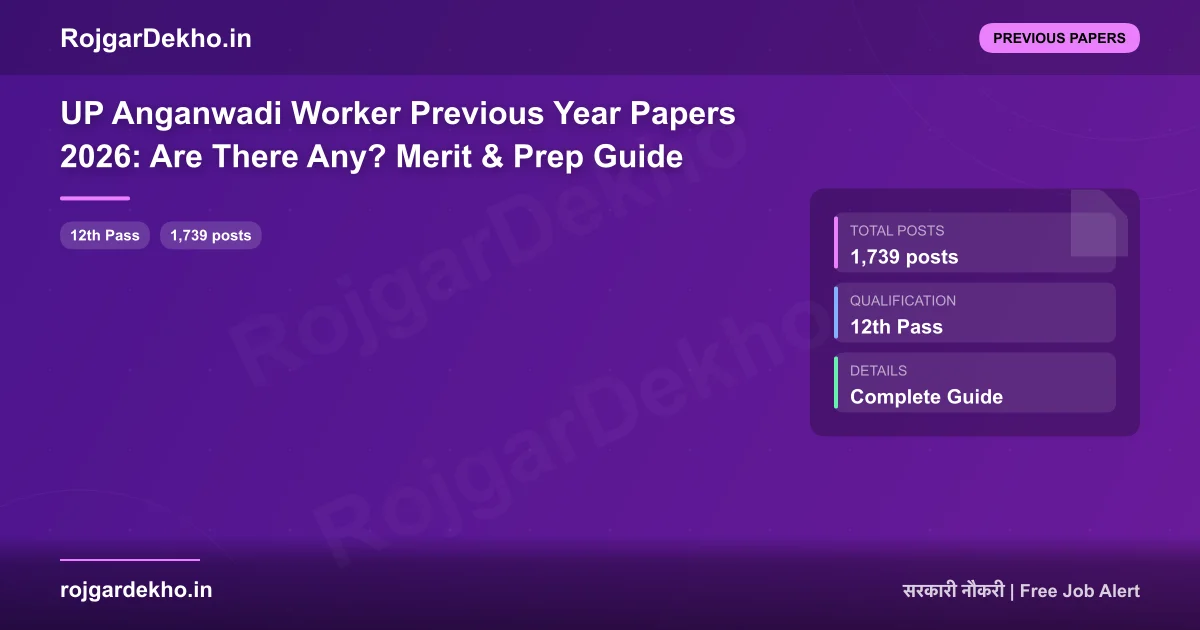 UP Anganwadi Worker Previous Year Papers 2026: Are There Any? Merit & Prep Guide - Previous Papers | RojgarDekho