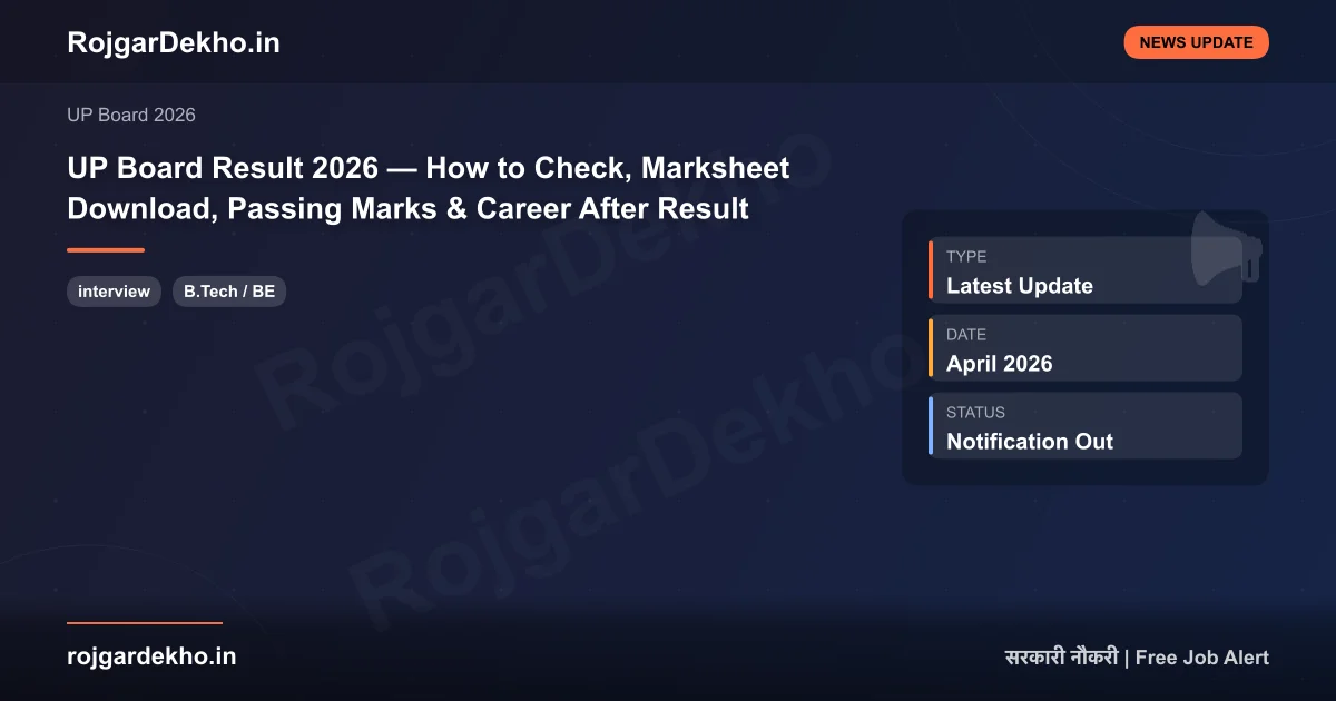 UP Board Result 2026 — How to Check, Marksheet Download, Passing Marks & Career After Result - News | RojgarDekho