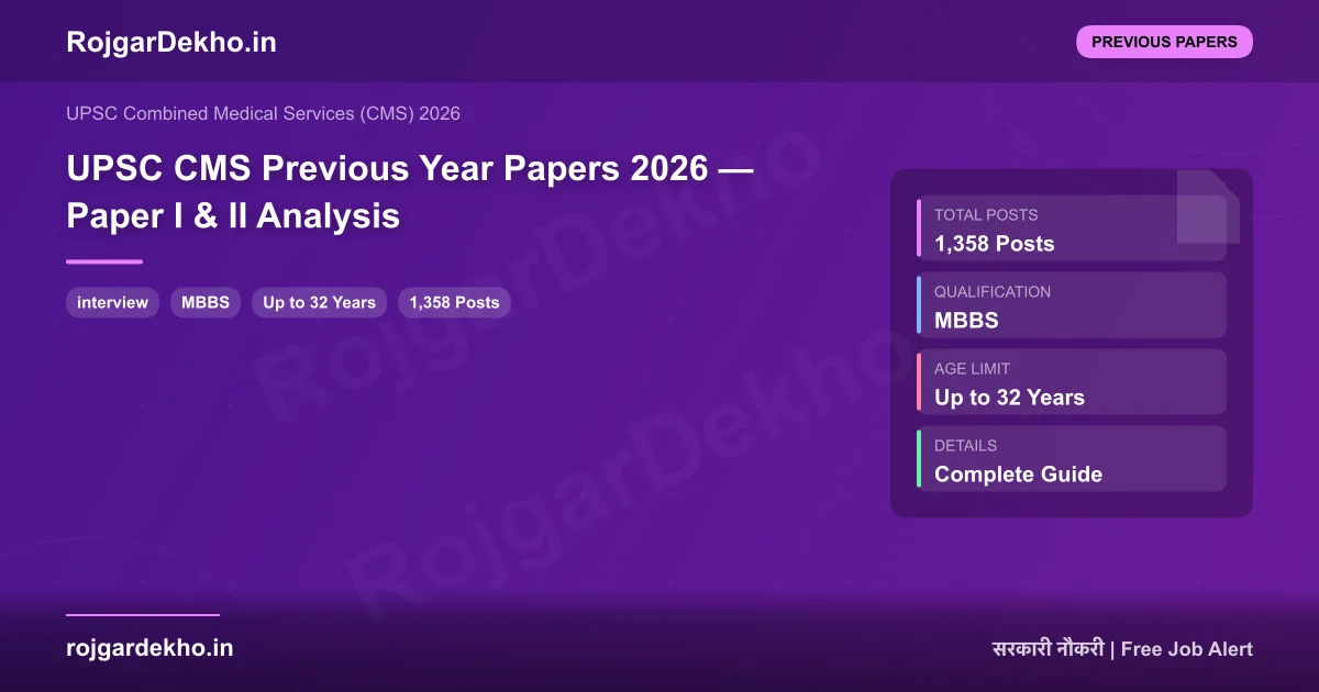 UPSC CMS Previous Year Papers 2026 — Paper I & II Analysis - Previous Papers | RojgarDekho