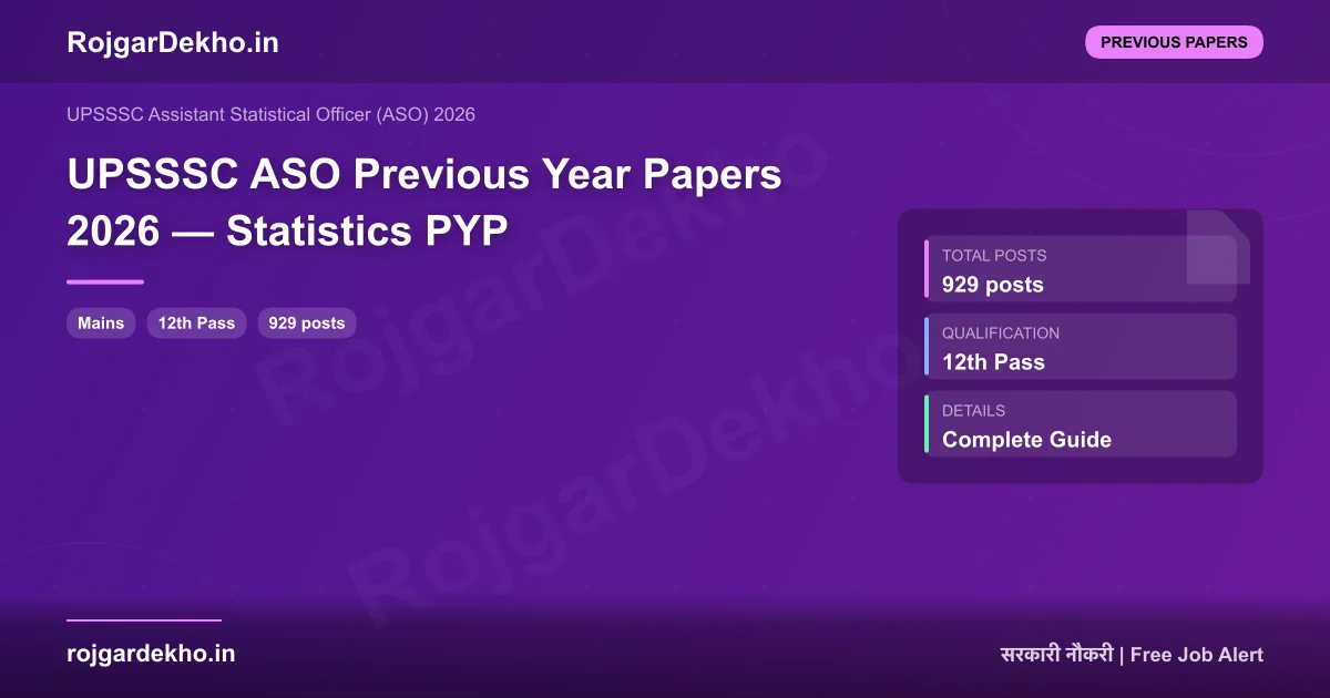 UPSSSC ASO Previous Year Papers 2026 — Statistics PYP - Previous Papers | RojgarDekho