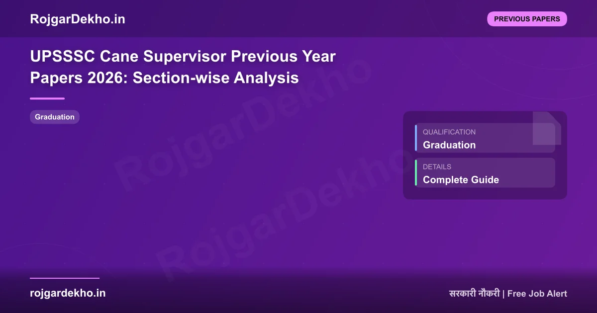UPSSSC Cane Supervisor Previous Year Papers 2026: Section-wise Analysis - Previous Papers | RojgarDekho