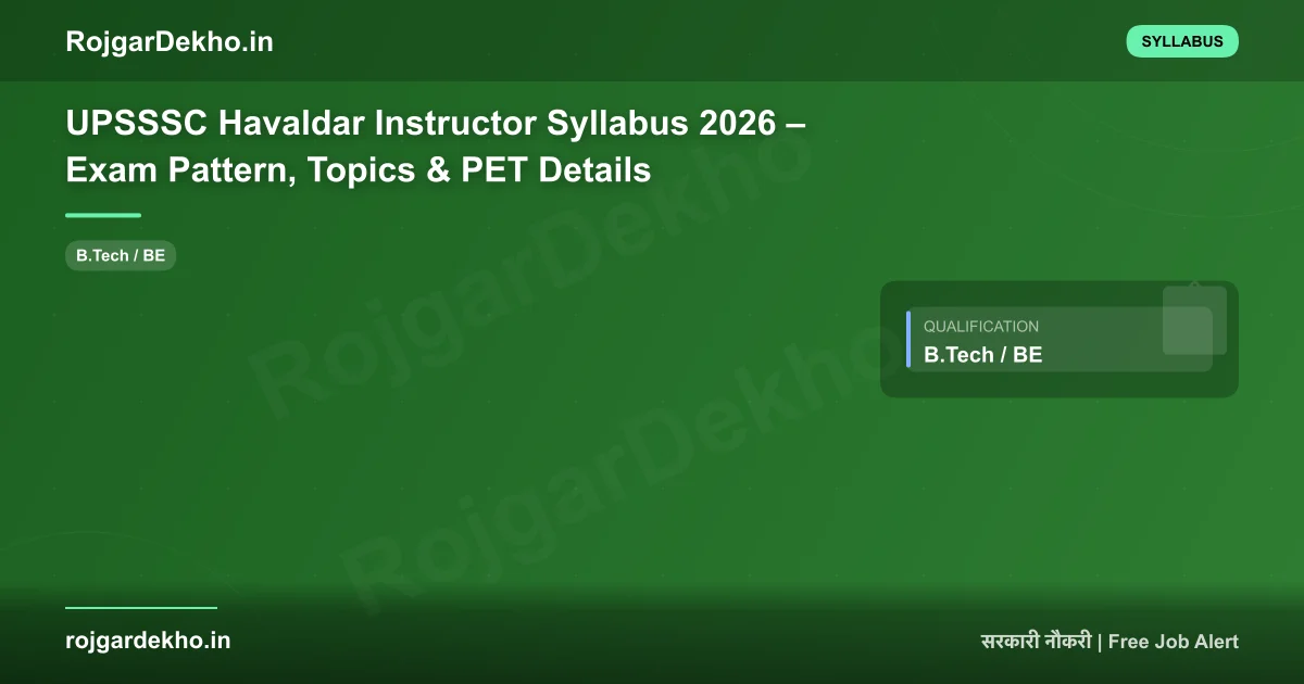UPSSSC Havaldar Instructor Syllabus 2026 – Exam Pattern, Topics & PET Details - Syllabus | RojgarDekho