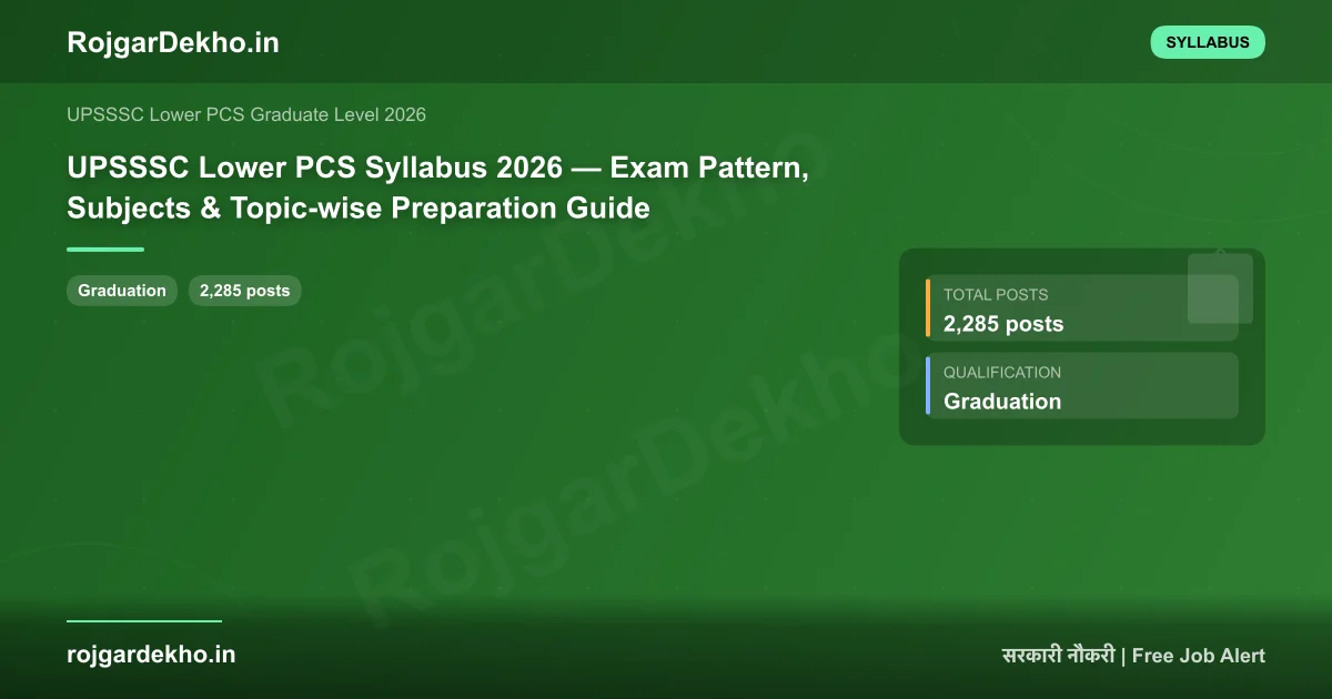 UPSSSC Lower PCS Syllabus 2026 — Exam Pattern, Subjects & Topic-wise Preparation Guide - Syllabus | RojgarDekho