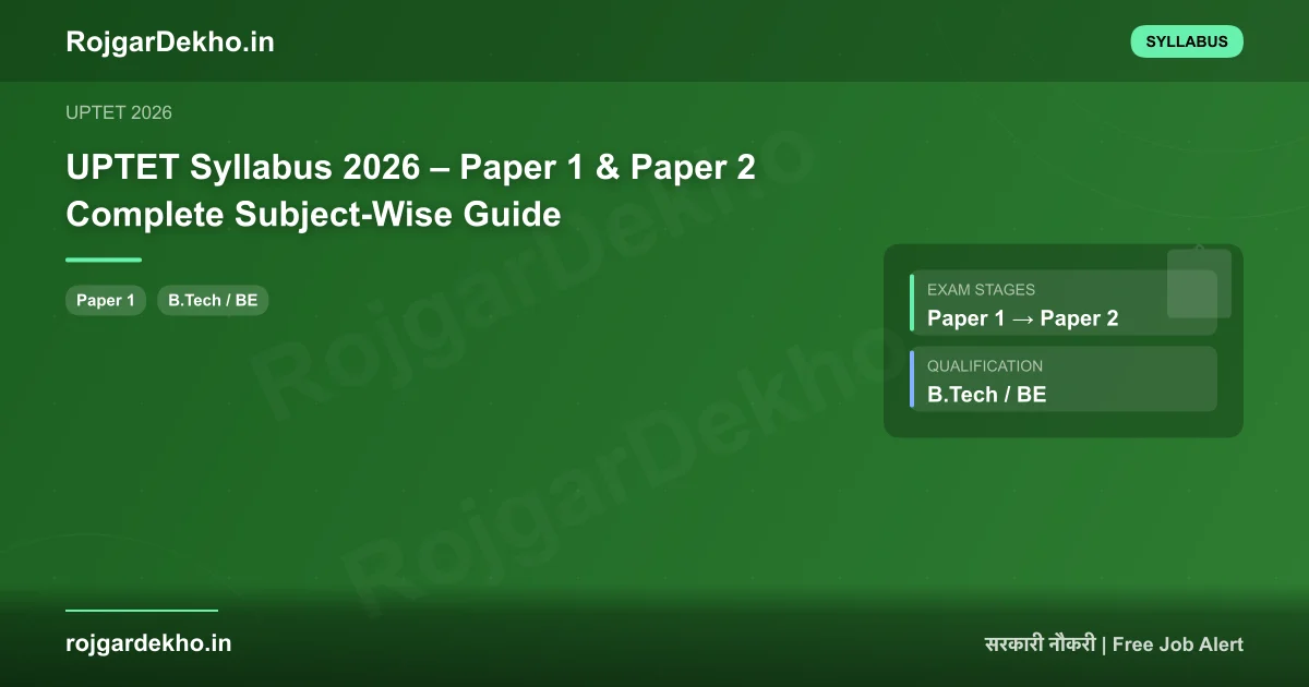 UPTET Syllabus 2026 – Paper 1 & Paper 2 Complete Subject-Wise Guide - Syllabus | RojgarDekho