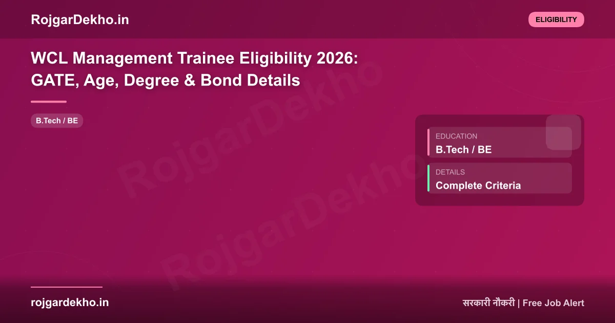 WCL Management Trainee Eligibility 2026: GATE, Age, Degree & Bond Details - Eligibility | RojgarDekho
