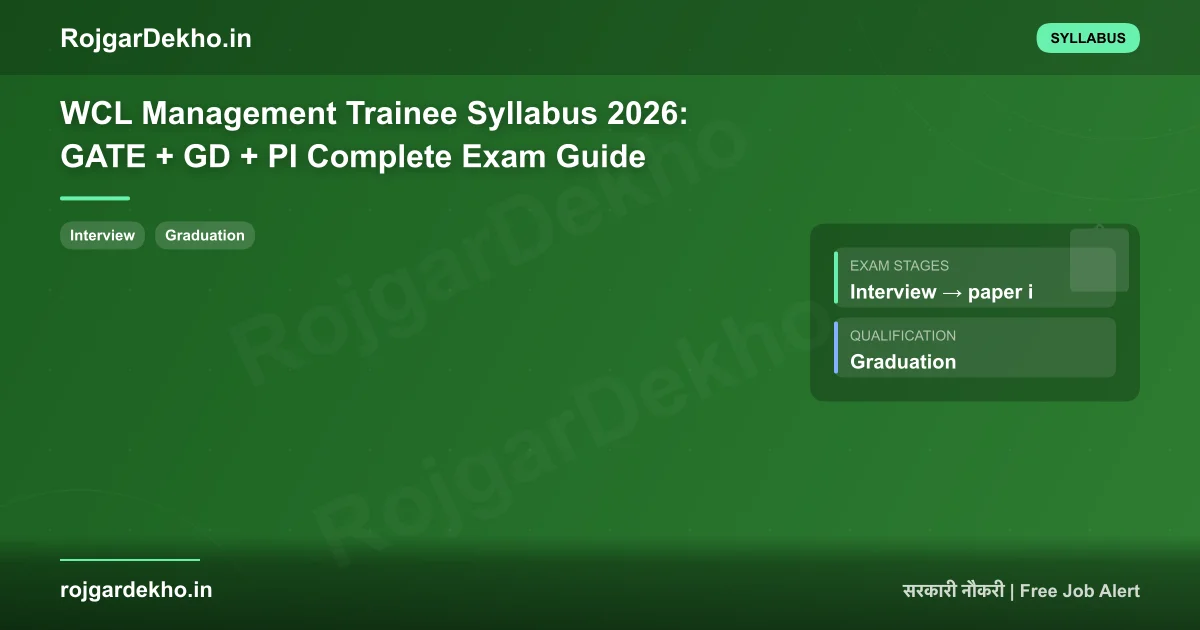 WCL Management Trainee Syllabus 2026: GATE + GD + PI Complete Exam Guide - Syllabus | RojgarDekho